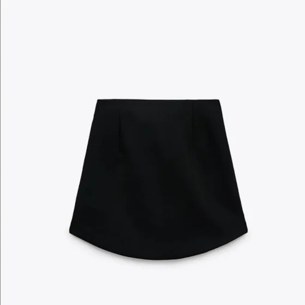 ZARA MINI SKIRT with black & gold front buttons BLACK SZ L - Picture 7 of 7